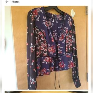 Free people floral cropped blouse S